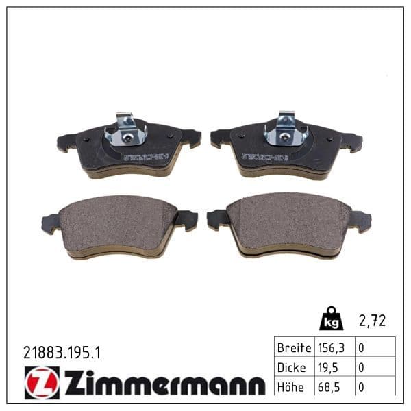set placute frana,frana disc ZIMMERMANN 21883.195.1