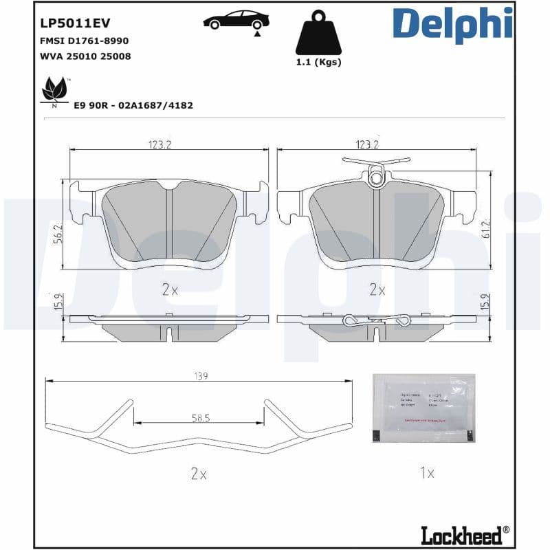 set placute frana,frana disc DELPHI LP5011EV