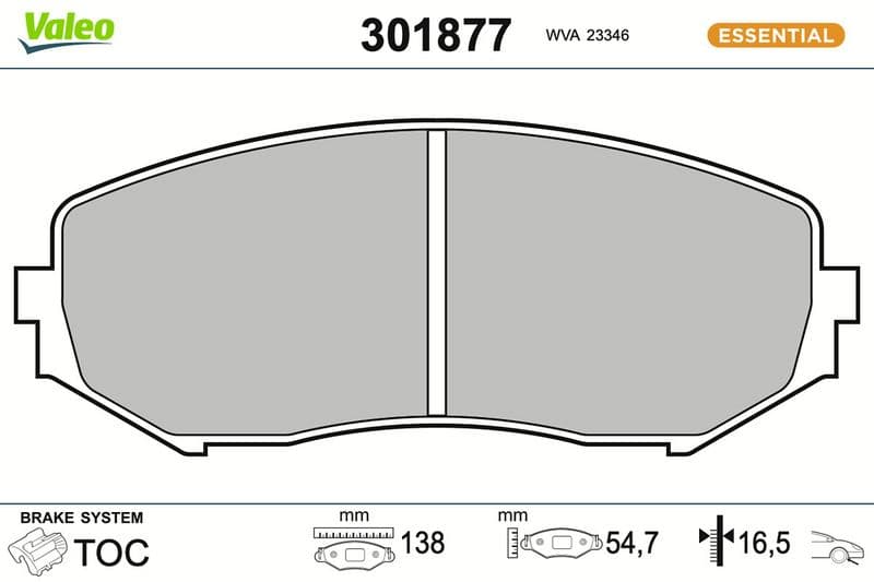 set placute frana,frana disc VALEO ESSENTIAL 301877