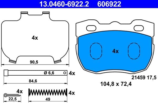 set placute frana,frana disc ATE 13.0460-6922.2