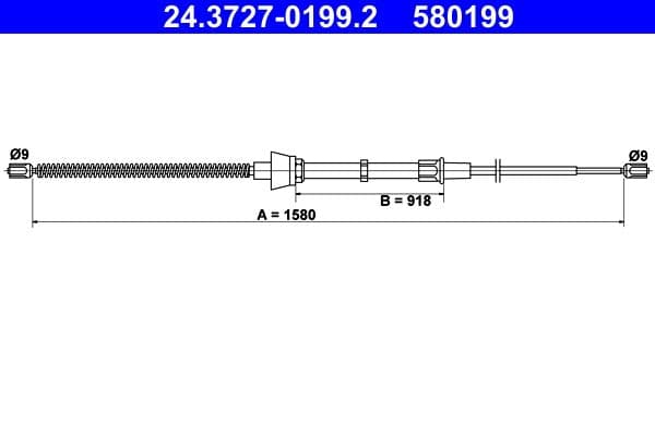 Cablu, frana de parcare ATE 24.3727-0199.2