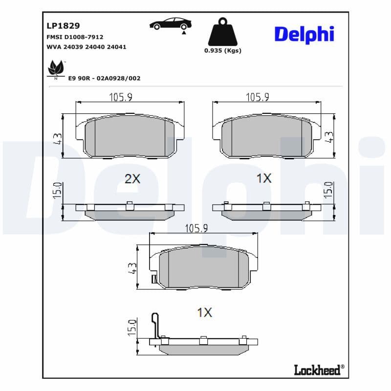 set placute frana,frana disc DELPHI LP1829