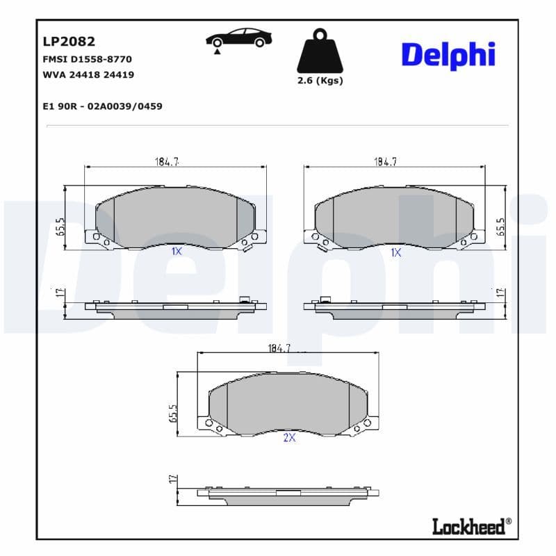 set placute frana,frana disc DELPHI LP2082