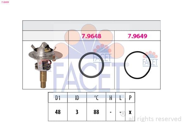 termostat,lichid racire FACET Made in Italy - OE Equivalent 7.8609