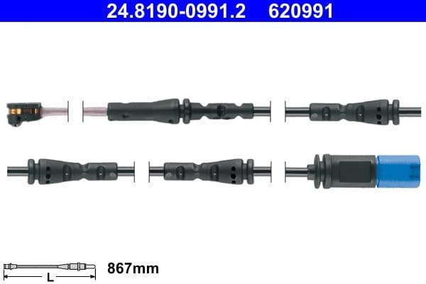 senzor de avertizare,uzura placute de frana ATE 24.8190-0991.2