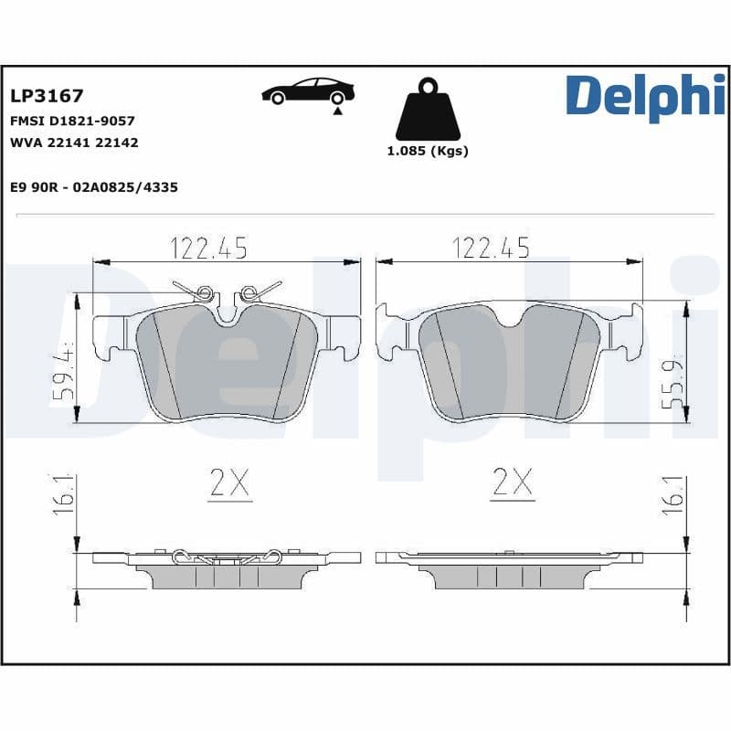 set placute frana,frana disc DELPHI LP3167