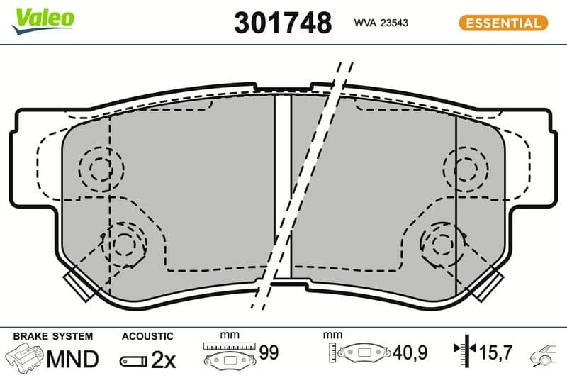 set placute frana,frana disc VALEO ESSENTIAL 301748