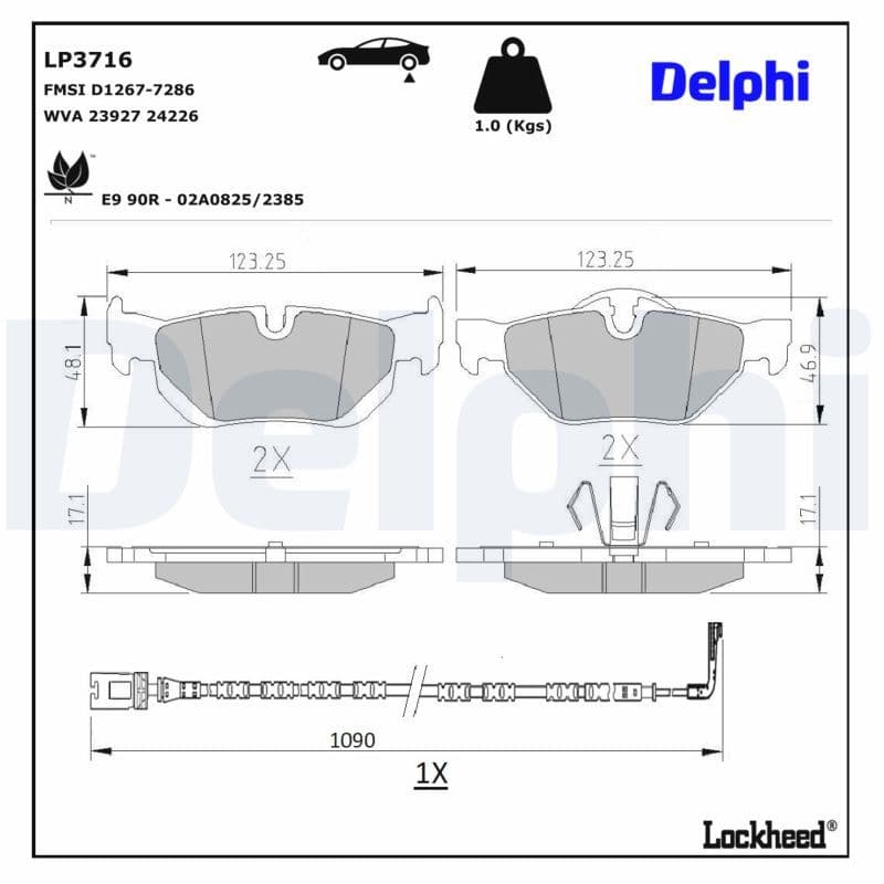 set placute frana,frana disc DELPHI LP3716
