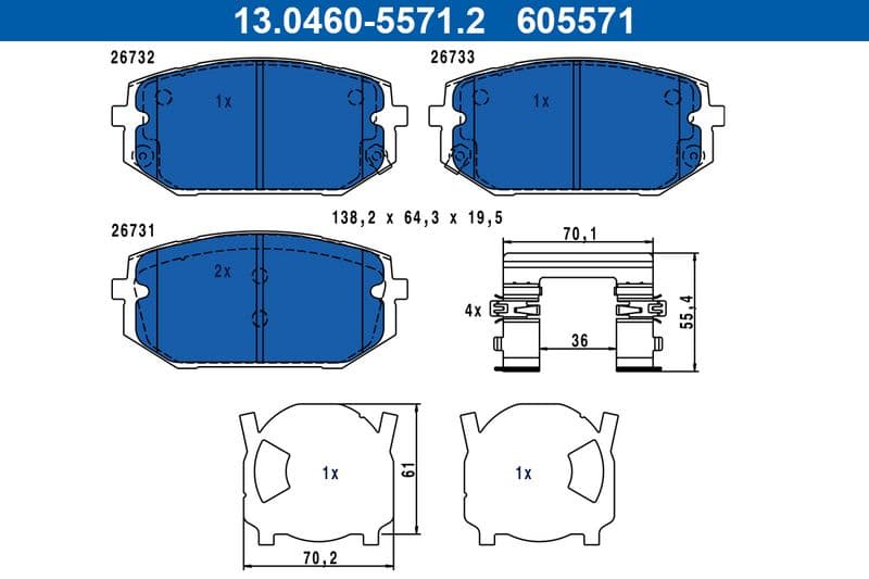 set placute frana,frana disc ATE 13.0460-5571.2