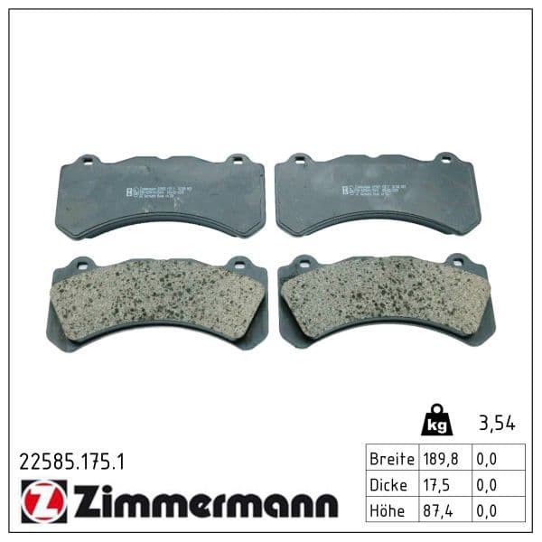 set placute frana,frana disc ZIMMERMANN 22585.175.1