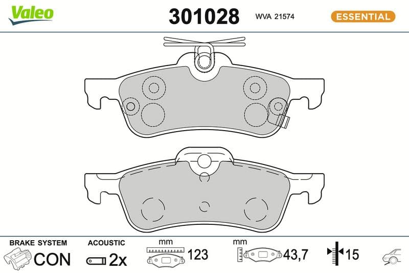 set placute frana,frana disc VALEO ESSENTIAL 301028