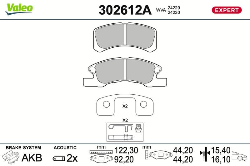 set placute frana,frana disc VALEO 302612A