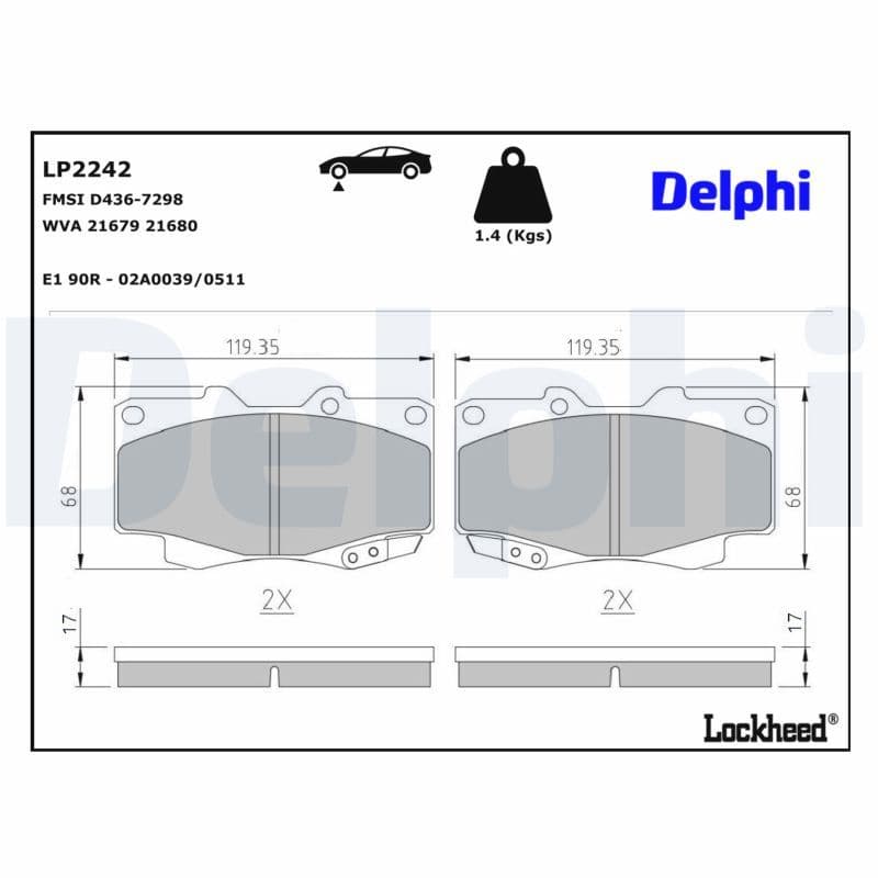 set placute frana,frana disc DELPHI LP2242