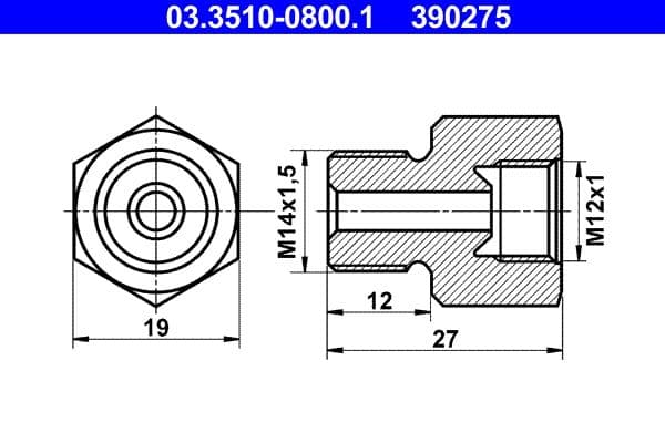 Adaptor, conducte frana ATE 03.3510-0800.1