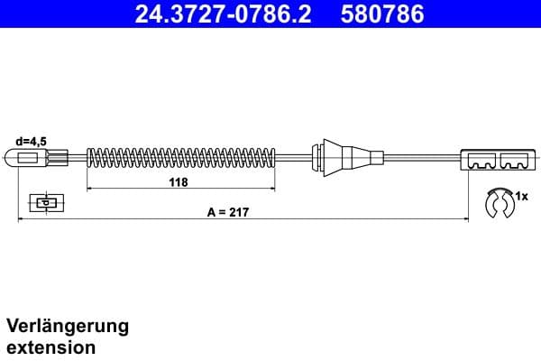 Cablu, frana de parcare ATE 24.3727-0786.2