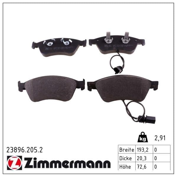 set placute frana,frana disc ZIMMERMANN 23896.205.2