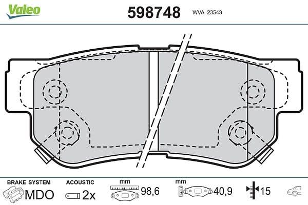 set placute frana,frana disc VALEO 598748