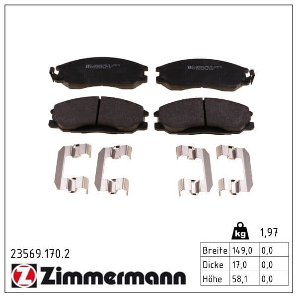 set placute frana,frana disc ZIMMERMANN 23569.170.2