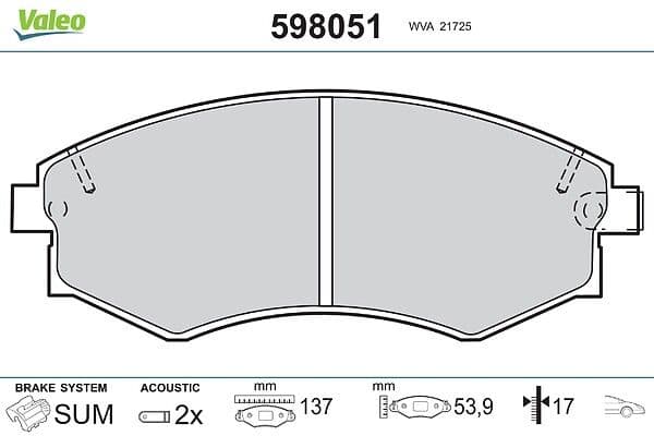 set placute frana,frana disc VALEO 598051
