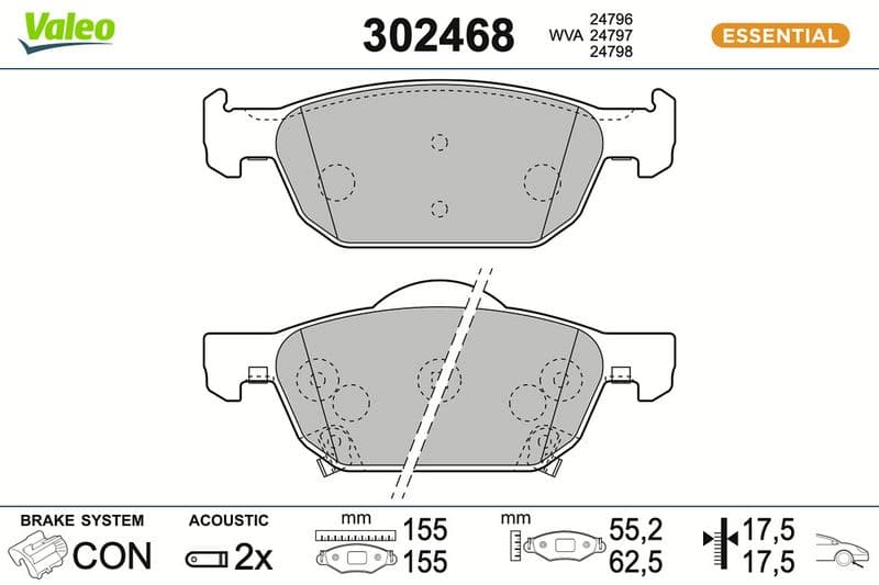 set placute frana,frana disc VALEO ESSENTIAL 302468