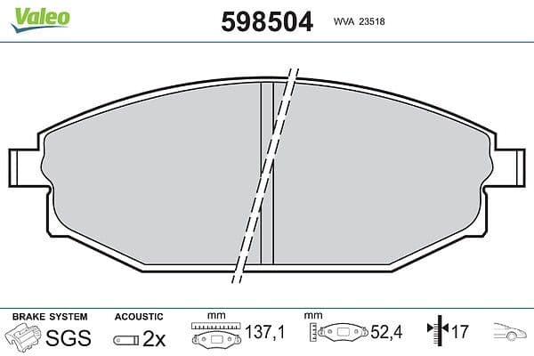 set placute frana,frana disc VALEO 598504