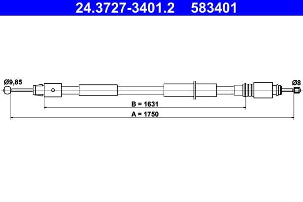 Cablu, frana de parcare ATE 24.3727-3401.2