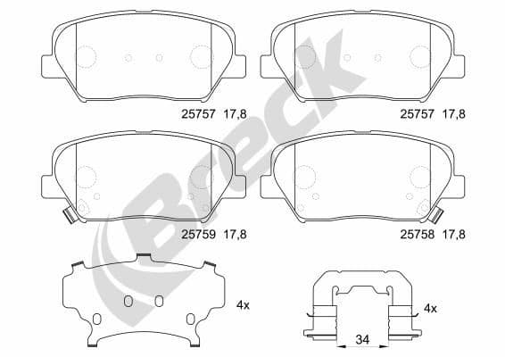 set placute frana,frana disc BRECK 25757 00 701 00