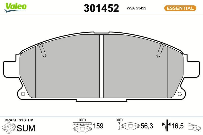 set placute frana,frana disc VALEO ESSENTIAL 301452