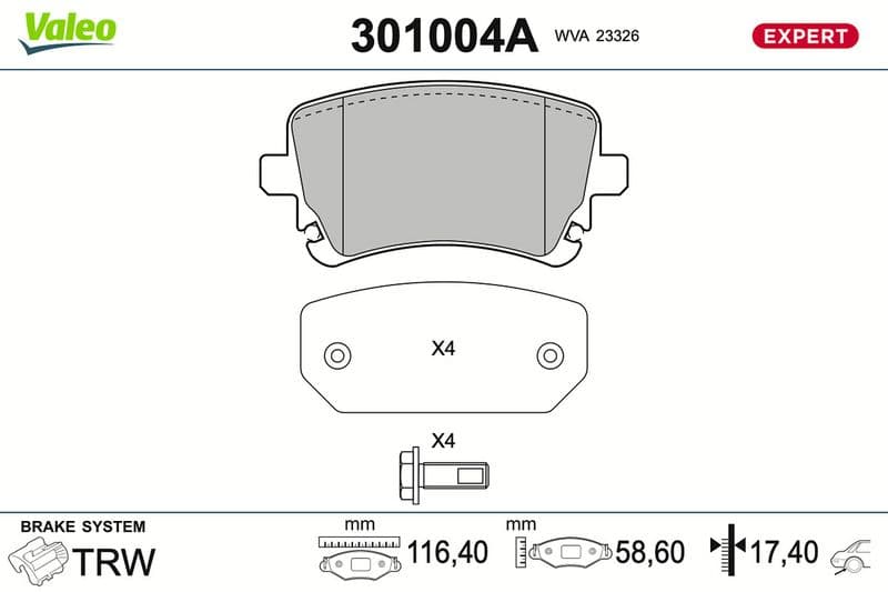 set placute frana,frana disc VALEO 301004A