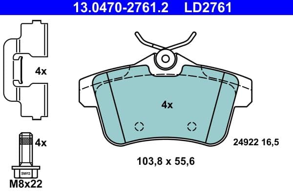 set placute frana,frana disc ATE Ceramic 13.0470-2761.2