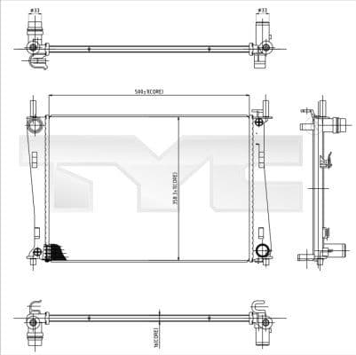 Radiator, racire motor TYC 710-0031