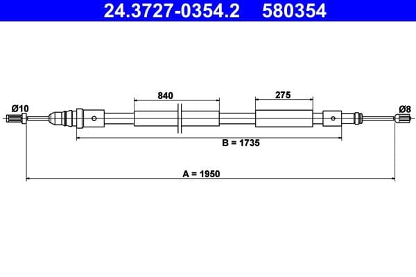 Cablu, frana de parcare ATE 24.3727-0354.2