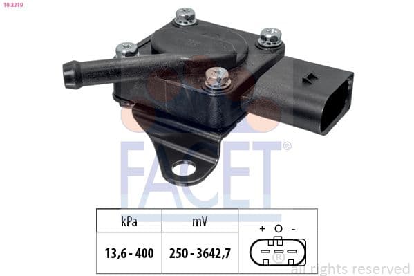 Senzor, presiune gaze evacuare FACET Made in Italy - OE Equivalent 10.3319