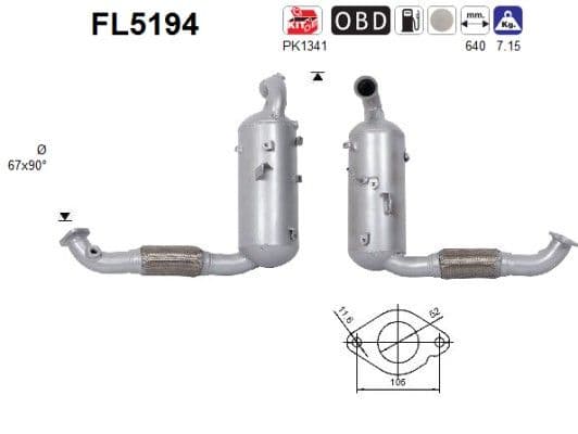 Filtru funingine/particule, sist.de esapament AS-PL FL5194