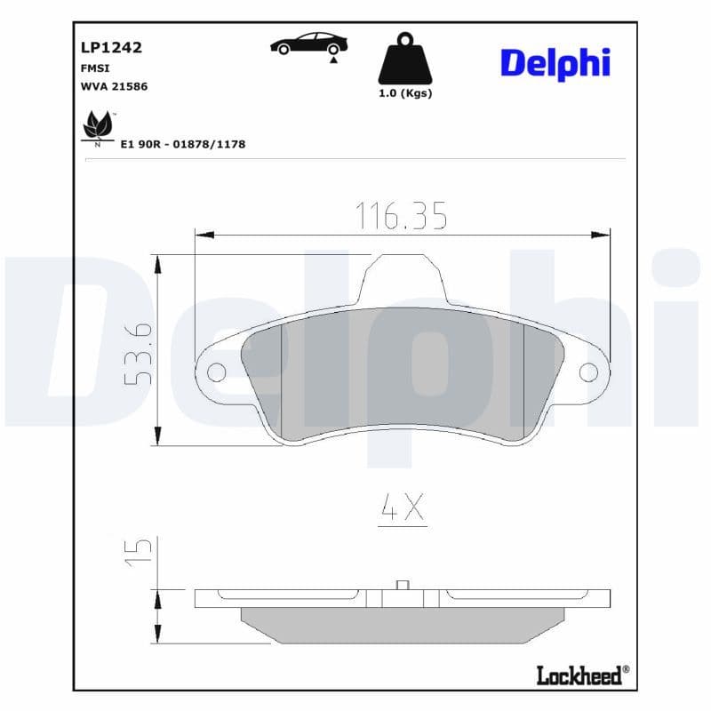 set placute frana,frana disc DELPHI LP1242