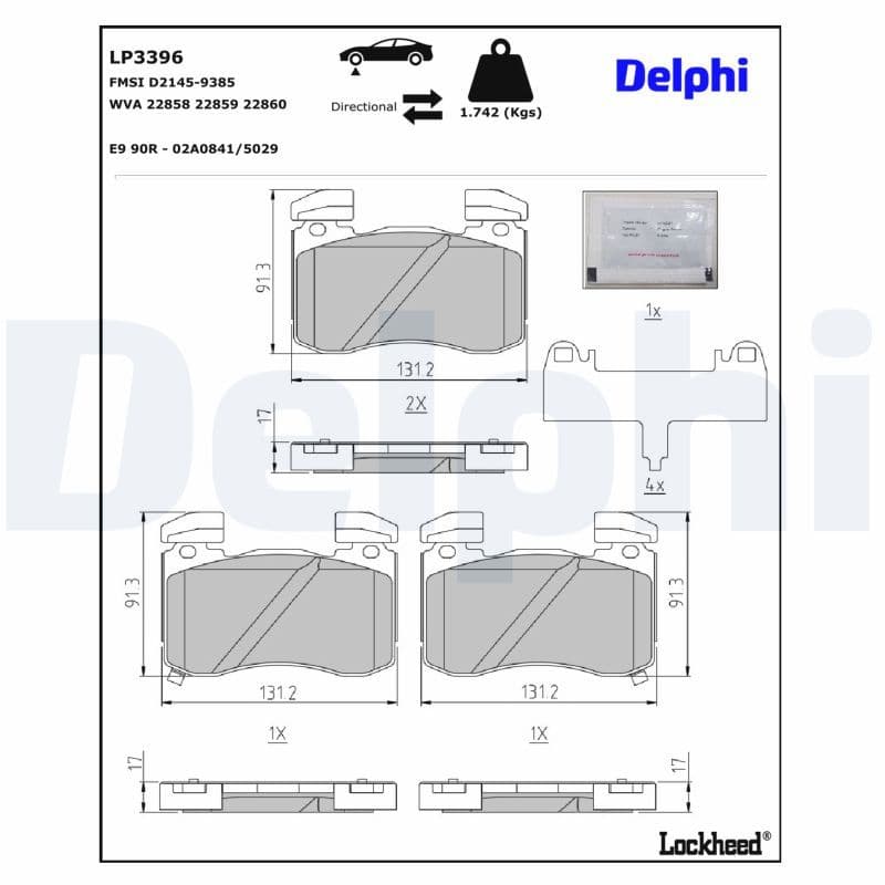 set placute frana,frana disc DELPHI LP3396
