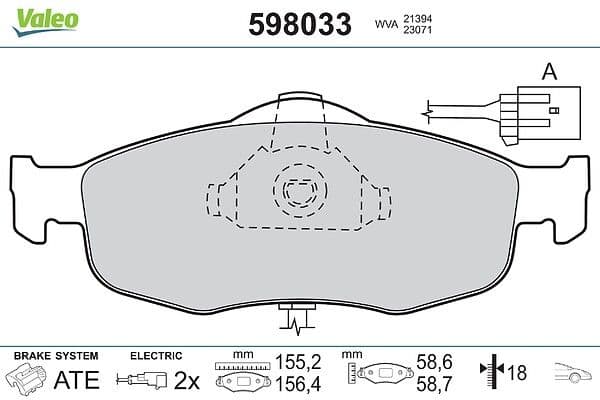 set placute frana,frana disc VALEO 598033