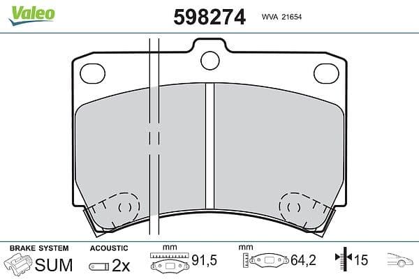set placute frana,frana disc VALEO 598274