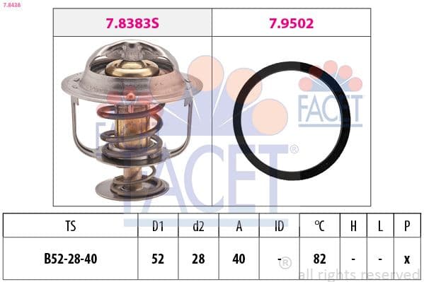 termostat,lichid racire FACET Made in Italy - OE Equivalent 7.8438