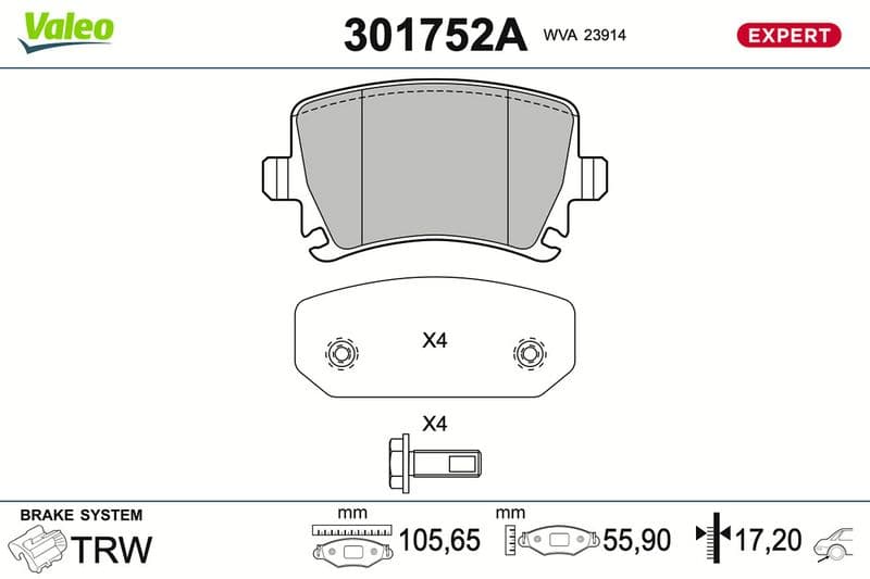 set placute frana,frana disc VALEO 301752A