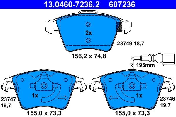 set placute frana,frana disc ATE 13.0460-7236.2