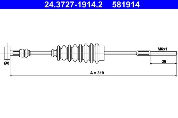 Cablu, frana de parcare ATE 24.3727-1914.2