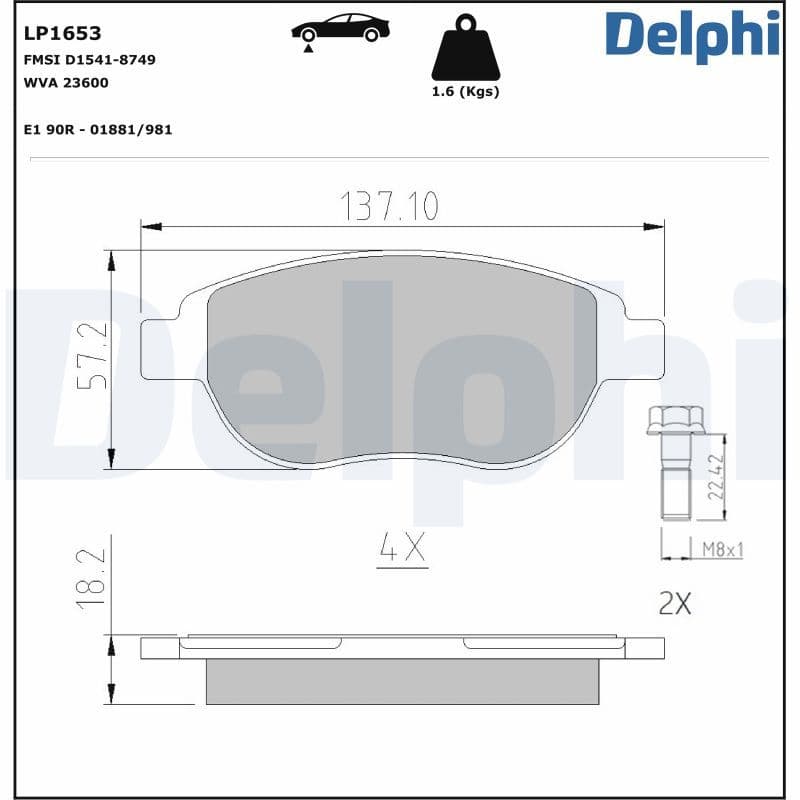 set placute frana,frana disc DELPHI LP1653
