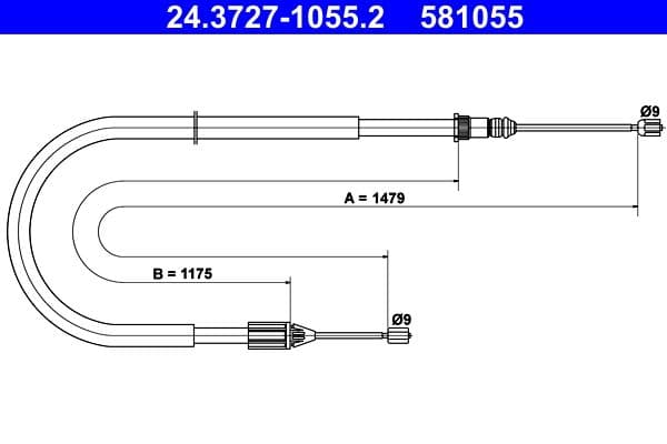 Cablu, frana de parcare ATE 24.3727-1055.2