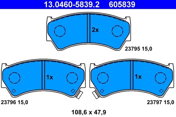 set placute frana,frana disc ATE 13.0460-5839.2