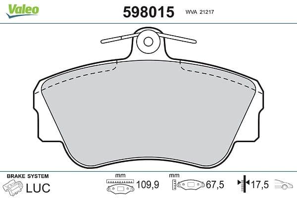 set placute frana,frana disc VALEO 598015
