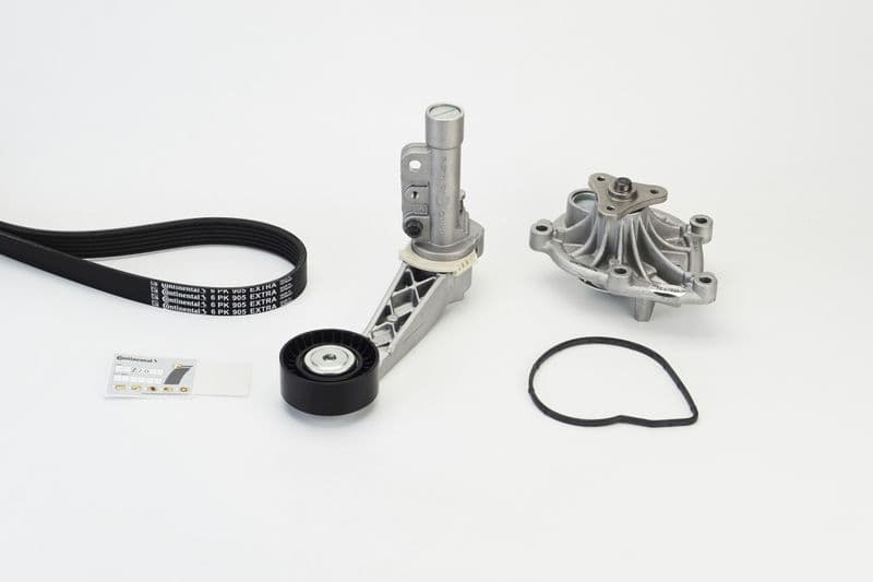 Pompa apa + Set curea transmisie cu caneluri CONTINENTAL CTAM 6PK905 EXTRA WP1