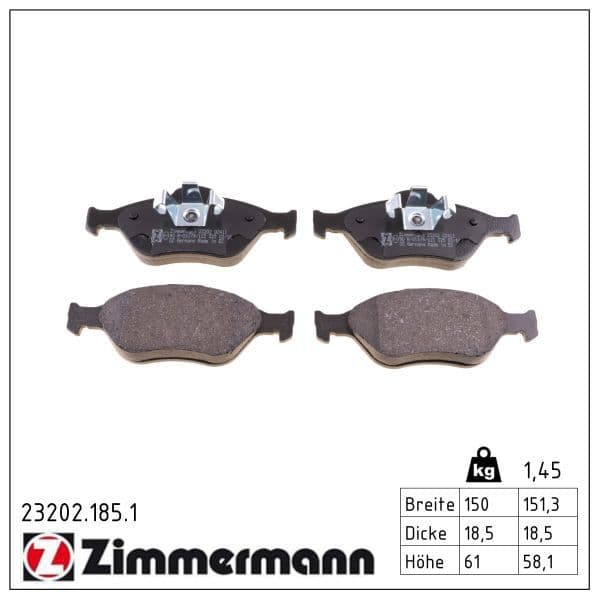 set placute frana,frana disc ZIMMERMANN 23202.185.1