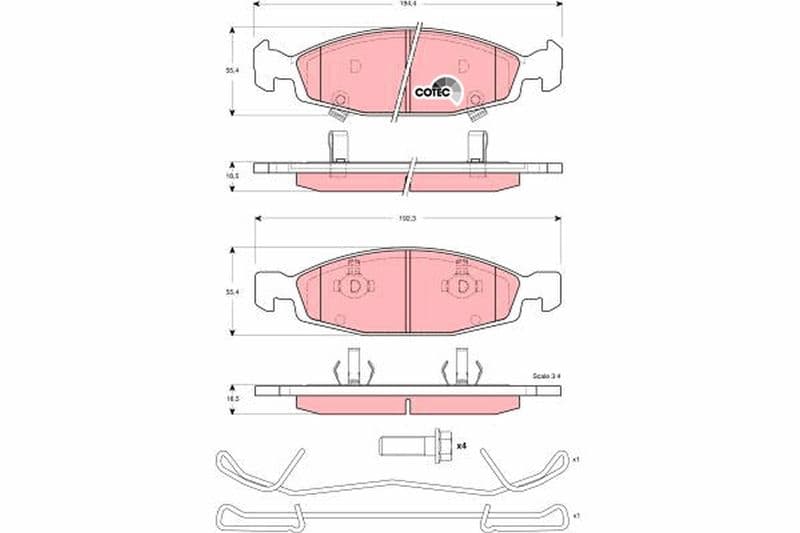 set placute frana,frana disc TRW COTEC GDB4120