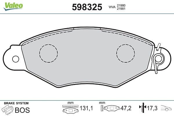 set placute frana,frana disc VALEO 598325